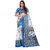 SVB Saree White  & Light Blue Art Silk Printed Saree