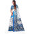 SVB Saree White  & Light Blue Art Silk Printed Saree
