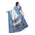 SVB Saree White  & Light Blue Art Silk Printed Saree