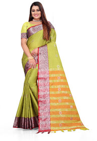 SVB Sarees Lime Yellow Colour Cotton Embellished Saree