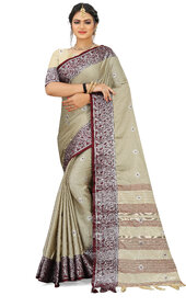SVB Sarees Cream Colour Cotton Embellished Saree