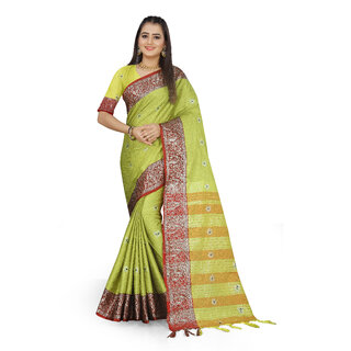 SVB Sarees Yellow Colour Cotton Embellished Saree