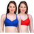 PEACH SMILE Solid Seamed Non Padded Bra For Women-Royal-Red