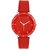 HRV CutGlass Red Leather Women Watch