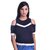 Timbre Women Cold Shoulder T Shirt Top Black