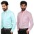 Caris Pink  Light Green Ittalien Linen Shirts for Mens Set of 2.