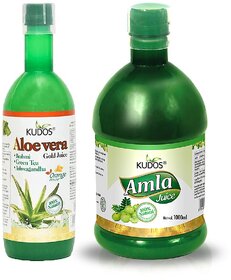Kudos AoleVera Gold juice (Orange Flavour) And Amla Ras Combo Pack of 2