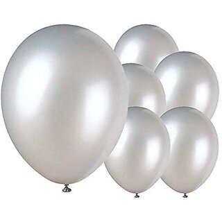 Lalantopparties Metallic Balloon Shiny Finish Birthday,Anniversary,baby surprise,White Pack Of 25