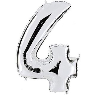 Lalantopparties Number foil balloon 16 inch 4 number party decoration,birthday,silver Pack of 1