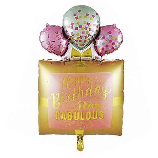 Lalantopparties Gift Bag Shape Foil Balloon Happy Birthday Print Balloon,63cm x 107cm Gold Pack of 1