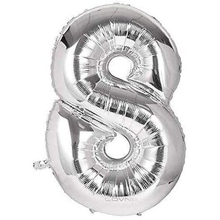 Lalantopparties Number foil balloon 16 inch 8 number party decoration,birthday,silver Pack of 1