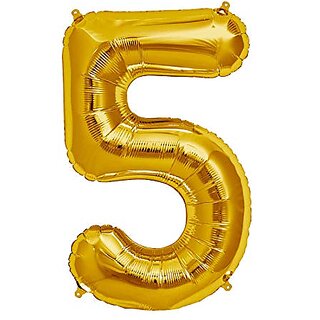 Lalantopparties Number foil balloon 16 inch 5 number party decoration,birthday,Gold Pack of 1