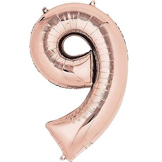 Lalantopparties Number foil balloon 16 inch 9 number party decoration,birthday,Rose Gold Pack of 1