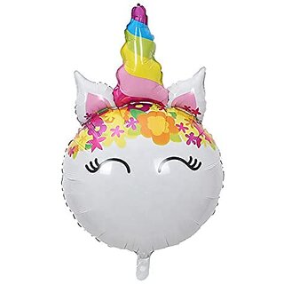 Lalantopparties Unicorn Head Foil Balloon Round shape 33 inch balloon decoration Multi pack of 1