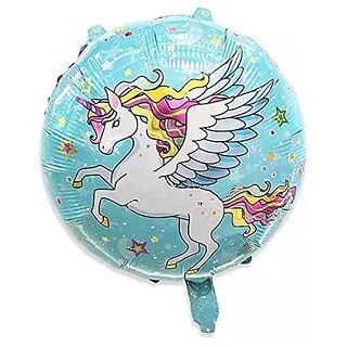 Lalantopparties Unicorn Round shape Foil Balloon horse printed 18 inch Balloon Multi pack of 1