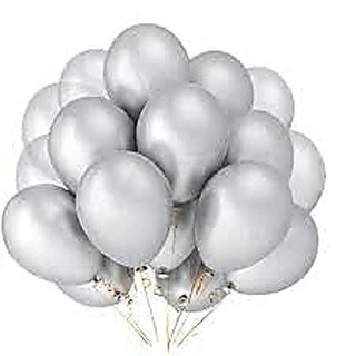 Lalantopparties Metallic Balloons Latex 9 inch birthday decoration, anniversary, Silver 35 Pack of 1