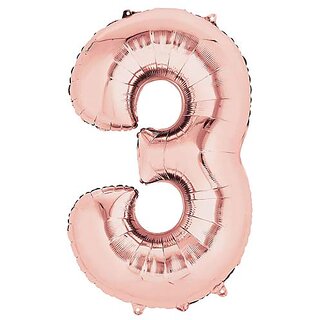 Lalantopparties Number foil balloon 32 inch 3 number party decoration,birthday,Rose Gold Pack of 1