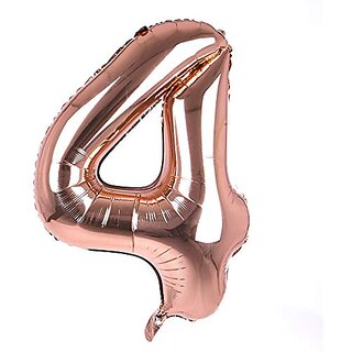 Lalantopparties Number foil balloon 32 inch 4 number party decoration,birthday,Rose Gold Pack of 1