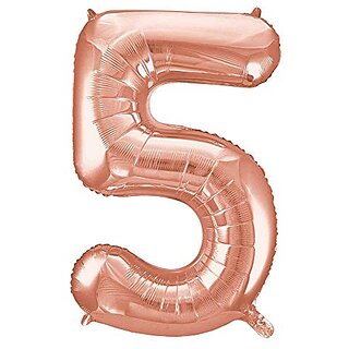 Lalantopparties Number foil balloon 32 inch 5 number party decoration,birthday,Rose Gold Pack of 1