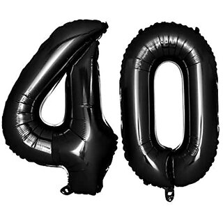 Lalantopparties Number foil balloon 16 inch 40 number party decoration,birthday,Black Pack of 1