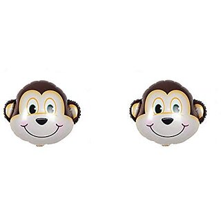 Lalantopparties Jungle theme Printed Large Monkey Head Foil Balloon birthday, Multi Pack of 1