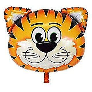 Lalantopparties Jungle theme Printed Large Tiger Head Foil Balloon birthday, Multi Pack of 1