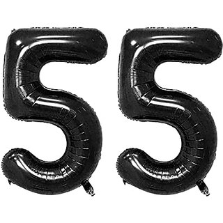 Lalantopparties Number foil balloon 16 inch 55 number party decoration,birthday,Black Pack of 1