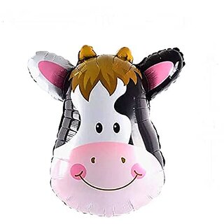 Lalantopparties Jungle theme Printed Large Cow Head Foil Balloon birthday, Multi Pack of 1