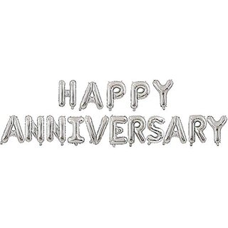 Lalantopparties Happy anniversary Letter Foil Balloon Alphabet Balloon Party silver Pack of 1