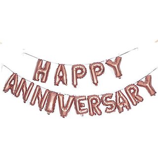 Lalantopparties Happy anniversary Letter Foil Balloon Alphabet Balloon Rose Gold Pack of 1