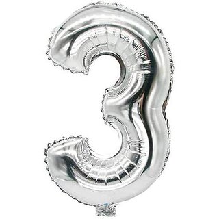 Lalantopparties Number foil balloon 32 inch 3 number party decoration,birthday,Silver Pack of 1
