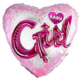 Lalantopparties 3D Baby Girl Printed Foil Balloon heart shape pink 32 inch Balloon Multi Pack of 1