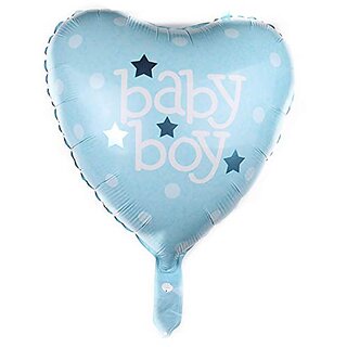 Lalantopparties Baby Boy Printed Foil Balloon heart shape on Blue heart 18 inch Multi Pack of 1