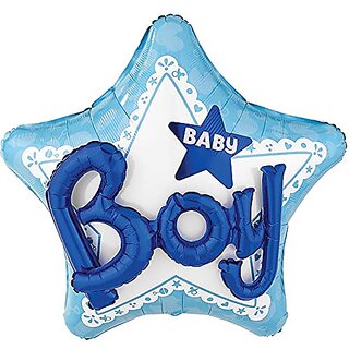 Lalantopparties 3D Baby Boy Printed Foil Balloon Star shape Blue 32 inch Balloon Multi Pack of 1