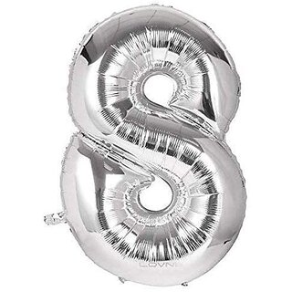 Lalantopparties Number foil balloon 32 inch 8 number party decoration,birthday,Silver Pack of 1