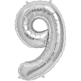 Lalantopparties Number foil balloon 32 inch 9 number party decoration,birthday,Silver Pack of 1