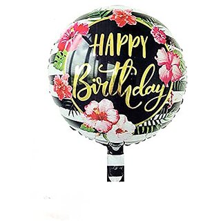 Lalantopparties Happy Birthday Round Foil Balloon 18 inch decoration,Floral Printed Pack of 1