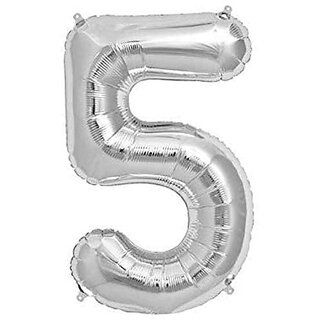 Lalantopparties Number foil balloon 40 inch 5 number party decoration,birthday,Silver Pack of 1