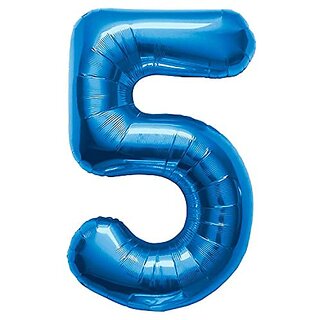 Lalantopparties Number foil balloon 16 inch 5 number party decoration,birthday,Blue Pack of 1