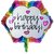 Lalantopparties Hexagon shape Foil Balloon Rainbow Color Happy Birthday Printed 22 inch pack of 1