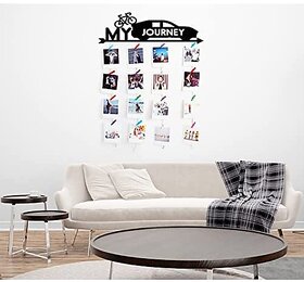 Khush Its Amazing Wood My Journey Hanging Photo Display, DIY Picture Photo Frame Collage Set Includes Multi colour Clips