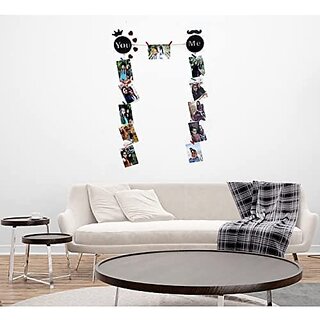 Khush Its Amazing Wood You And Me Hanging Photo Display, DIY Picture Photo Frame Collage Set Includes Multi colour Clips