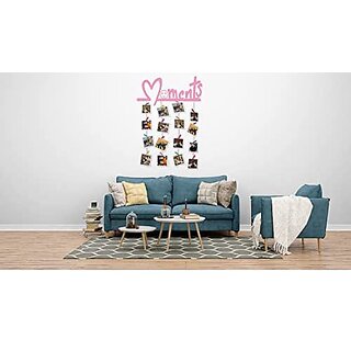 Khush Its Amazing Home Decor Wood Pink Moments Picture Photo Frame for Wall Decor Photos Artworks Prints Multi Pictures Organizer & Hanging Display Frames with Wood Clips