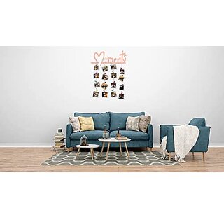 Khush Its Amazing Home Decor Wood Peach Moments Picture Photo Frame for Wall Decor Photos Artworks Prints Multi Pictures Organizer & Hanging Display Frames with Wood Clips