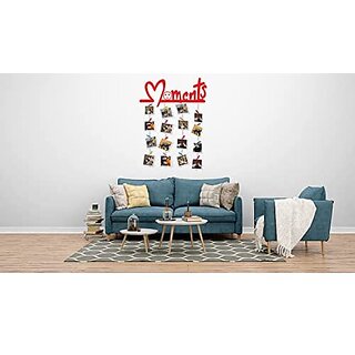 Khush Its Amazing Home Decor Wood Red Moments Picture Photo Frame for Wall Decor Photos Artworks Prints Multi Pictures Organizer & Hanging Display Frames with Wood Clips