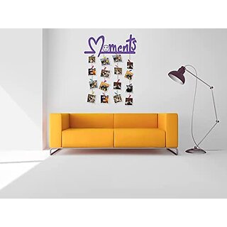 Khush Its Amazing Home Decor Wood Violet Moments Picture Photo Frame for Wall Decor Photos Artworks Prints Multi Pictures Organizer & Hanging Display Frames with Wood Clips