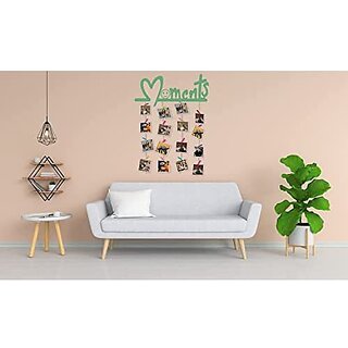 Khush Its Amazing Home Decor Wood Light Green Moments Picture Photo Frame for Wall Decor Photos Artworks Prints Multi Pictures Organizer & Hanging Display Frames with Wood Clips
