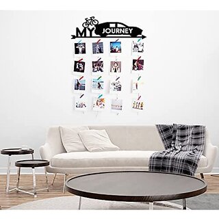 Khush Its Amazing Wood My Journey Hanging Photo Display, DIY Picture Photo Frame Collage Set Includes Multi colour Clips