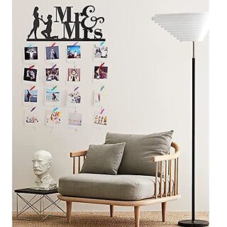 Khush Its Amazing Wood Mr And Mrs Hanging Photo Display, DIY Picture Photo Frame Collage Set Includes Multi colour Clips