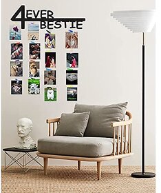 Khush Its Amazing Home Decor Wood 4 Ever Bestie Hanging Photo Display, DIY Picture Photo Frame Collage Set Includes Multi colour Clips